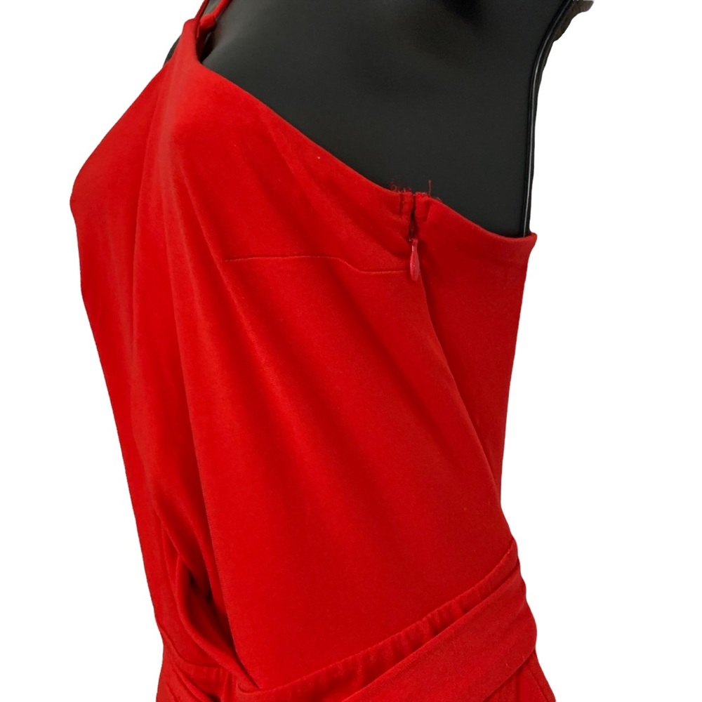 EXPRESS RED BELTED CRISS CROSS KEYHOLE TOP OPEN WIDE LEG JUMPSUIT - Picture 8 of 11
